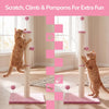 Rylie Farmhouse Sisal Pillar Scratching Post with Toys & Balls, Pink/Cream