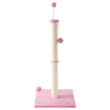 Rylie Farmhouse Sisal Pillar Scratching Post with Toys & Balls, Pink/Cream
