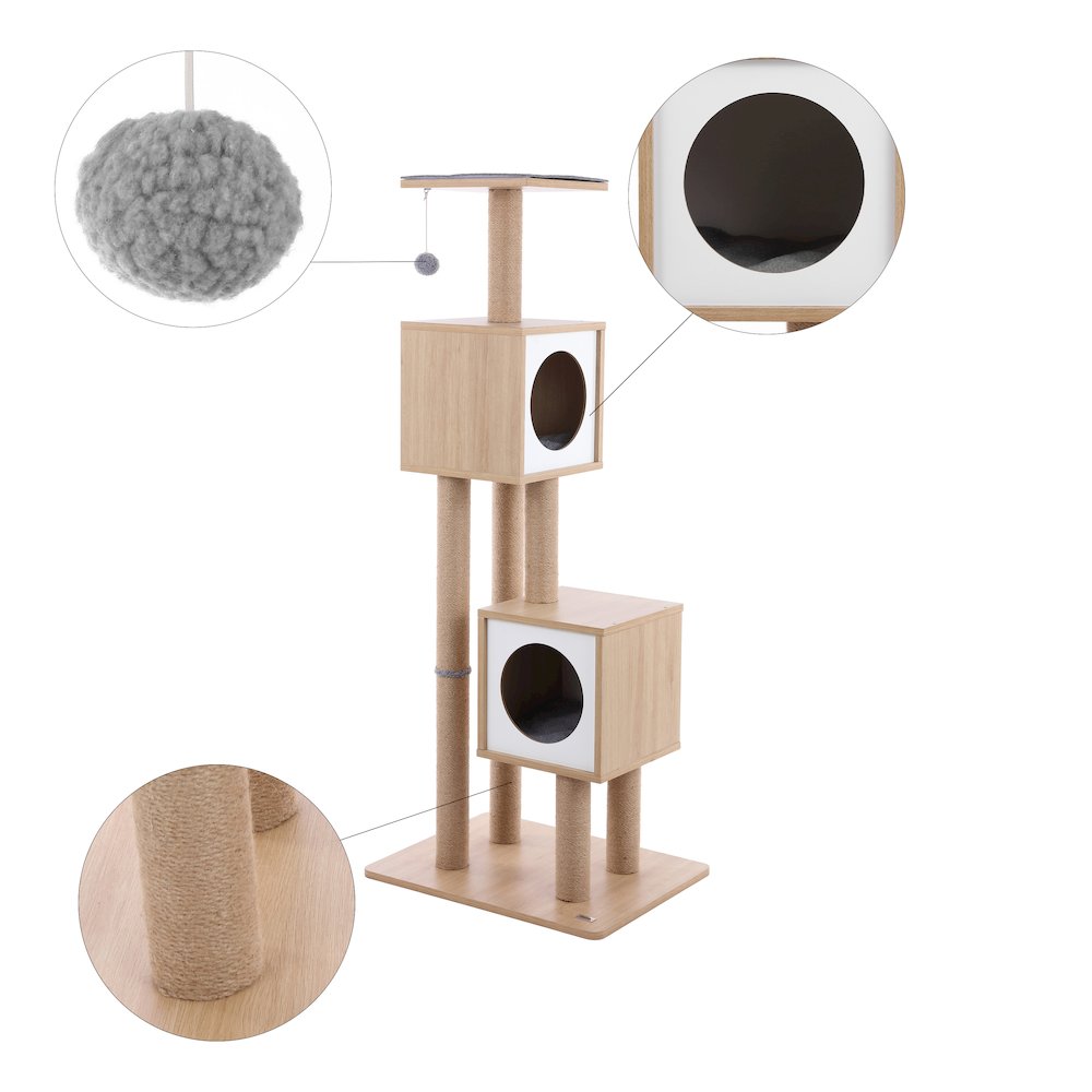 Sawyer 3-Tier Minimalist Jute Cat Tree Condo With Scratching Posts