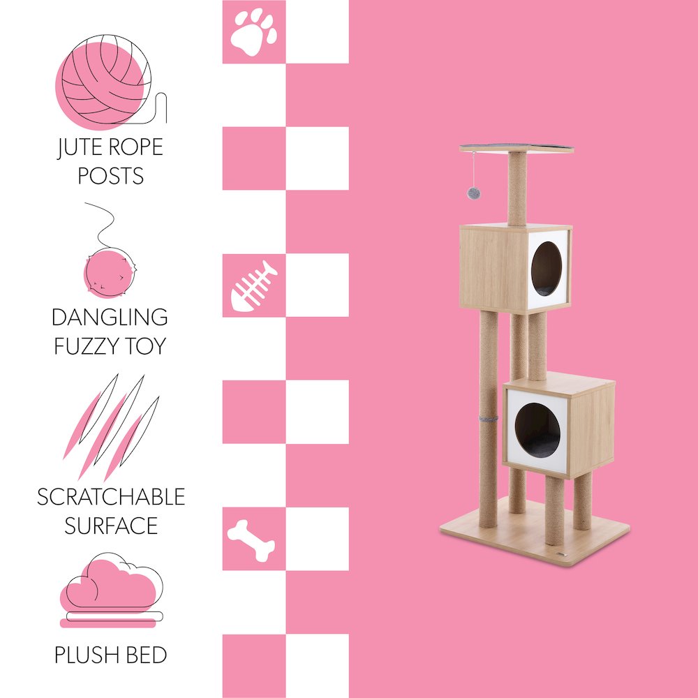 Sawyer 3-Tier Minimalist Jute Cat Tree Condo With Scratching Posts