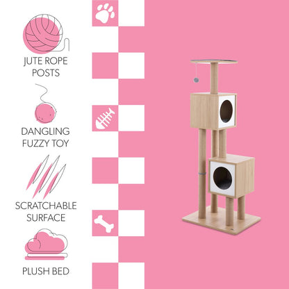 Sawyer 3-Tier Minimalist Jute Cat Tree Condo With Scratching Posts