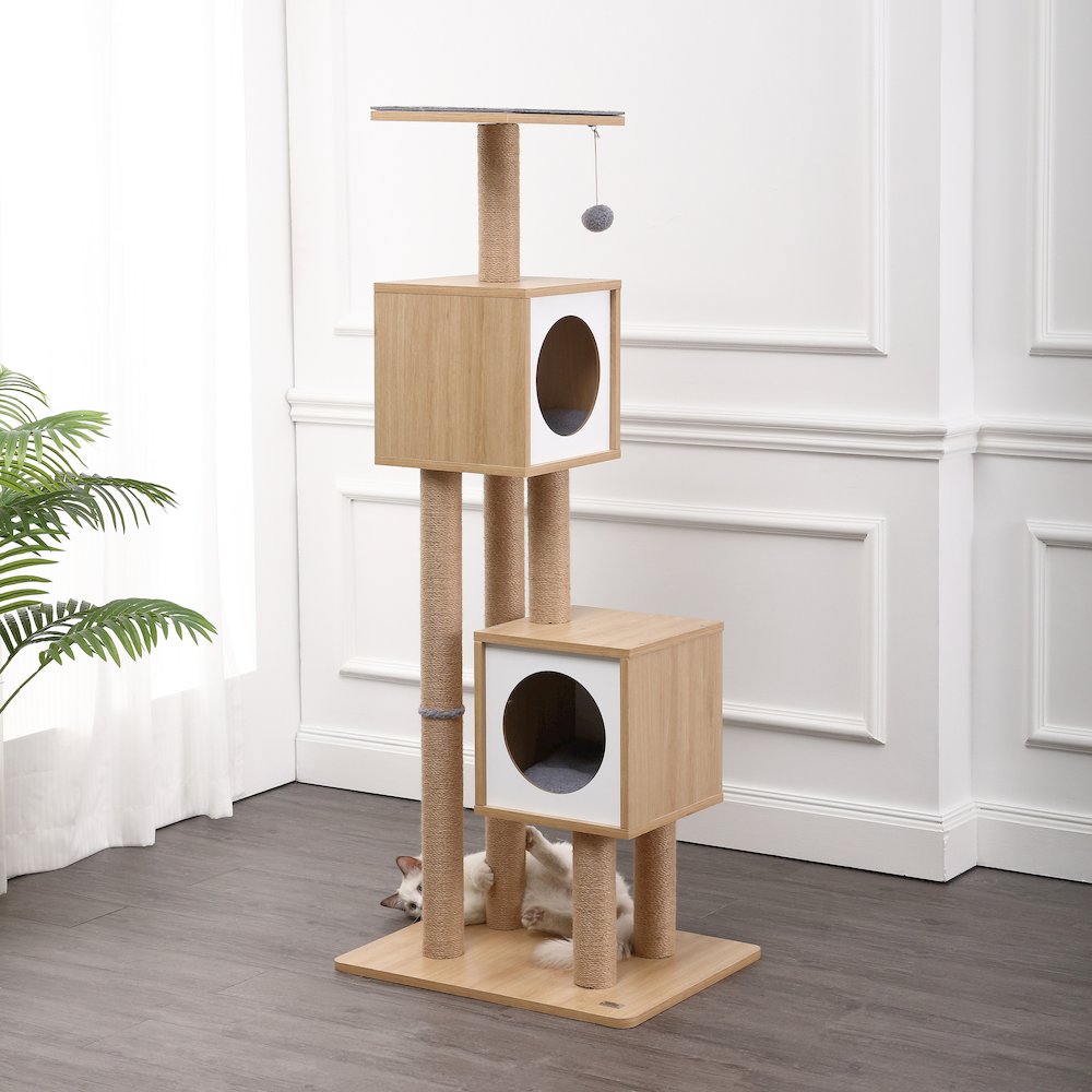 Sawyer 3-Tier Minimalist Jute Cat Tree Condo With Scratching Posts