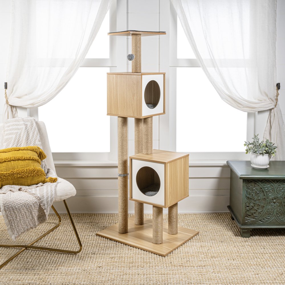 Sawyer 3-Tier Minimalist Jute Cat Tree Condo With Scratching Posts