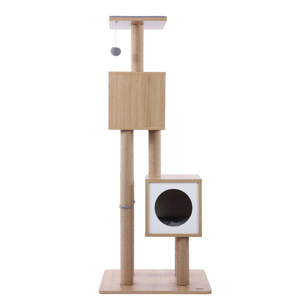 Sawyer 3-Tier Minimalist Jute Cat Tree Condo With Scratching Posts