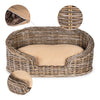 Curvy Classic Handwoven Rattan Dog Bed With Machine-Washable Cushion