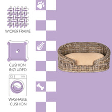 Curvy Classic Handwoven Rattan Dog Bed With Machine-Washable Cushion