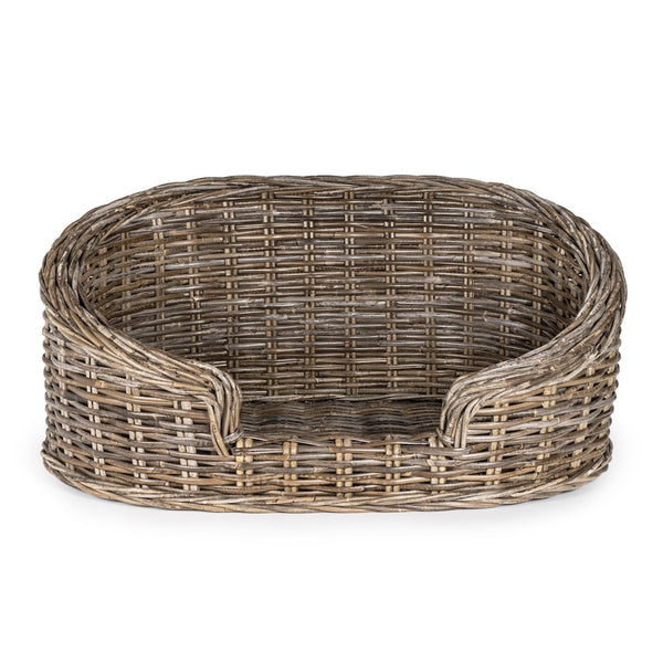 Curvy Classic Handwoven Rattan Dog Bed With Machine-Washable Cushion