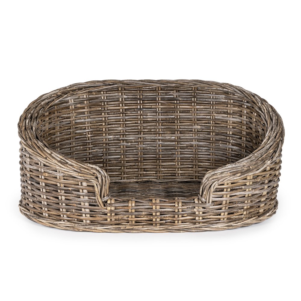 Curvy Classic Handwoven Rattan Dog Bed With Machine-Washable Cushion