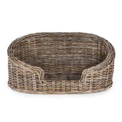 Curvy Classic Handwoven Rattan Dog Bed With Machine-Washable Cushion