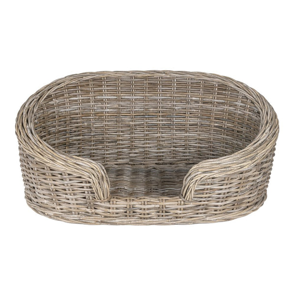 Curvy Classic Handwoven Rattan Dog Bed With Machine-Washable Cushion