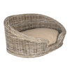 Curvy Classic Handwoven Rattan Dog Bed With Machine-Washable Cushion