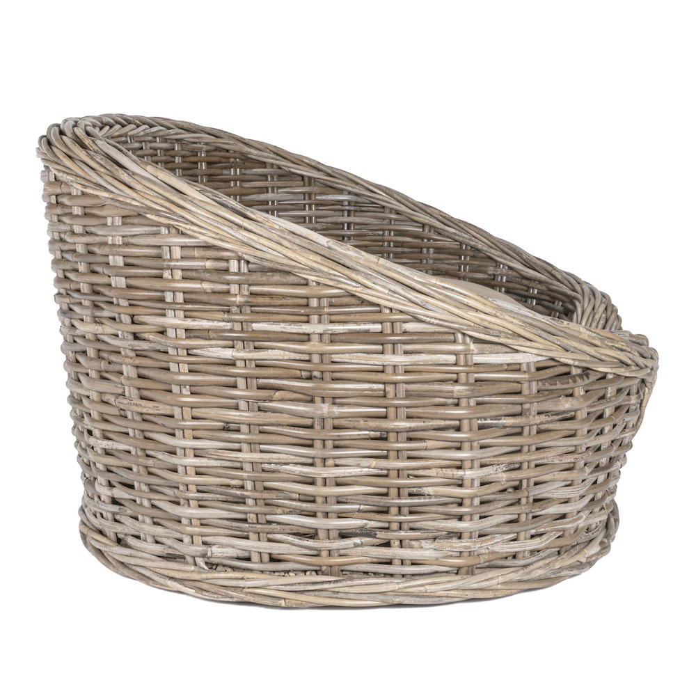 Curvy Classic Handwoven Rattan Dog Bed With Machine-Washable Cushion