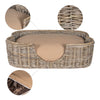 Scallop Tropical Handwoven Rattan Dog Bed With Machine Washable Cushion