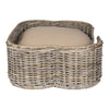 Scallop Tropical Handwoven Rattan Dog Bed With Machine Washable Cushion
