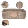 Scallop Tropical Handwoven Rattan Dog Bed With Machine Washable Cushion
