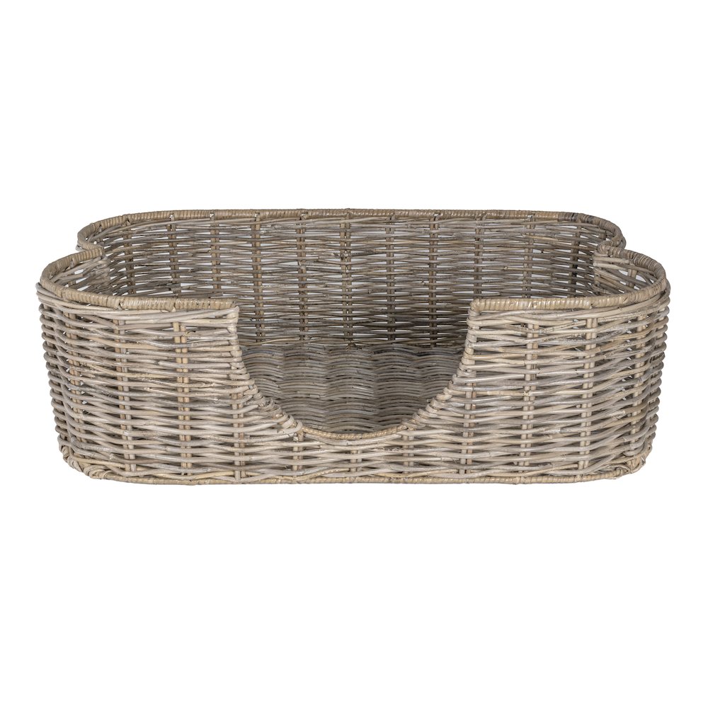 Scallop Tropical Handwoven Rattan Dog Bed With Machine Washable Cushion