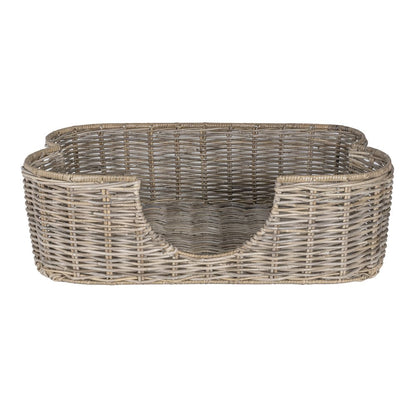 Scallop Tropical Handwoven Rattan Dog Bed With Machine Washable Cushion