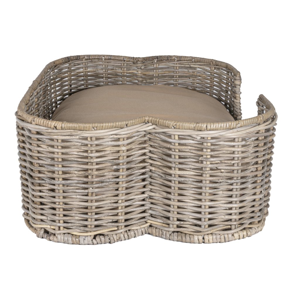 Scallop Tropical Handwoven Rattan Dog Bed With Machine Washable Cushion
