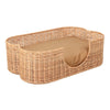 Scallop Tropical Water Hyacinth Pet Bed with Washable Cushion, Light Brown