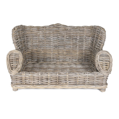 Classic Mediterranean Handwoven Rattan Dog Daybed With Machine-Washable Cushion
