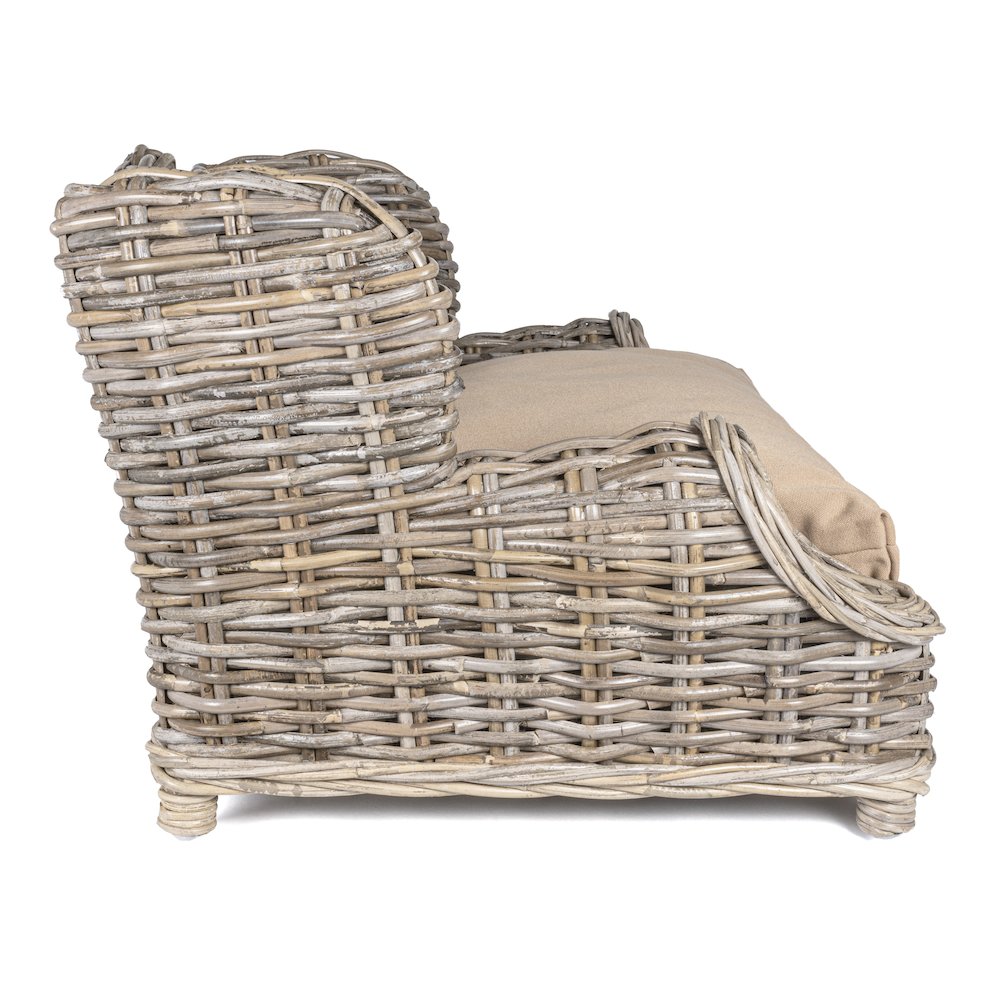 Classic Mediterranean Handwoven Rattan Dog Daybed With Machine-Washable Cushion