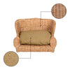 Classic Mediterranean Water Hyacinth Pet Daybed with Cushion, Light Brown