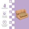 Classic Mediterranean Water Hyacinth Pet Daybed with Cushion, Light Brown