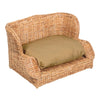Classic Mediterranean Water Hyacinth Pet Daybed with Cushion, Light Brown