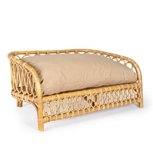 Elevated Bohemian Handwoven Rattan Dog Daybed With Machine-Washable Cushion