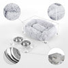 Fluffy Pet Bed with Washable Cushion and 4" Elevated Pet Feeder