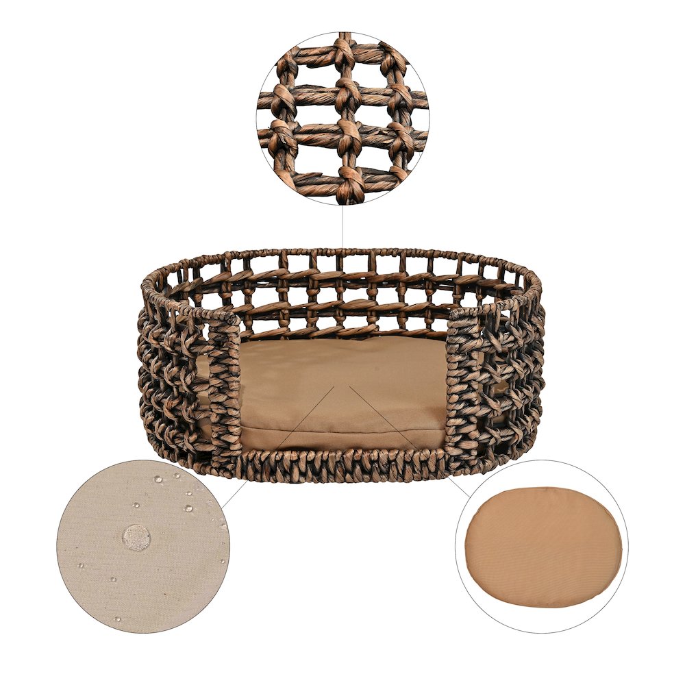 Gigi Modern Bohemian Handwoven Hyacinth Open-Weave Oval Pet Bed