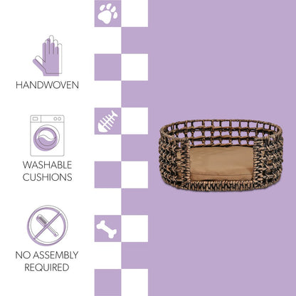 Gigi Modern Bohemian Handwoven Hyacinth Open-Weave Oval Pet Bed
