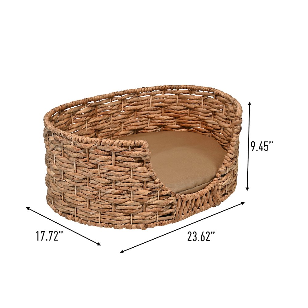 Perri Classic Farmhouse Handwoven Hyacinth Oval Pet Bed