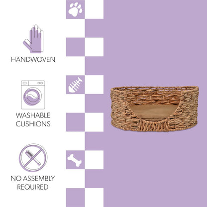 Perri Classic Farmhouse Handwoven Hyacinth Oval Pet Bed
