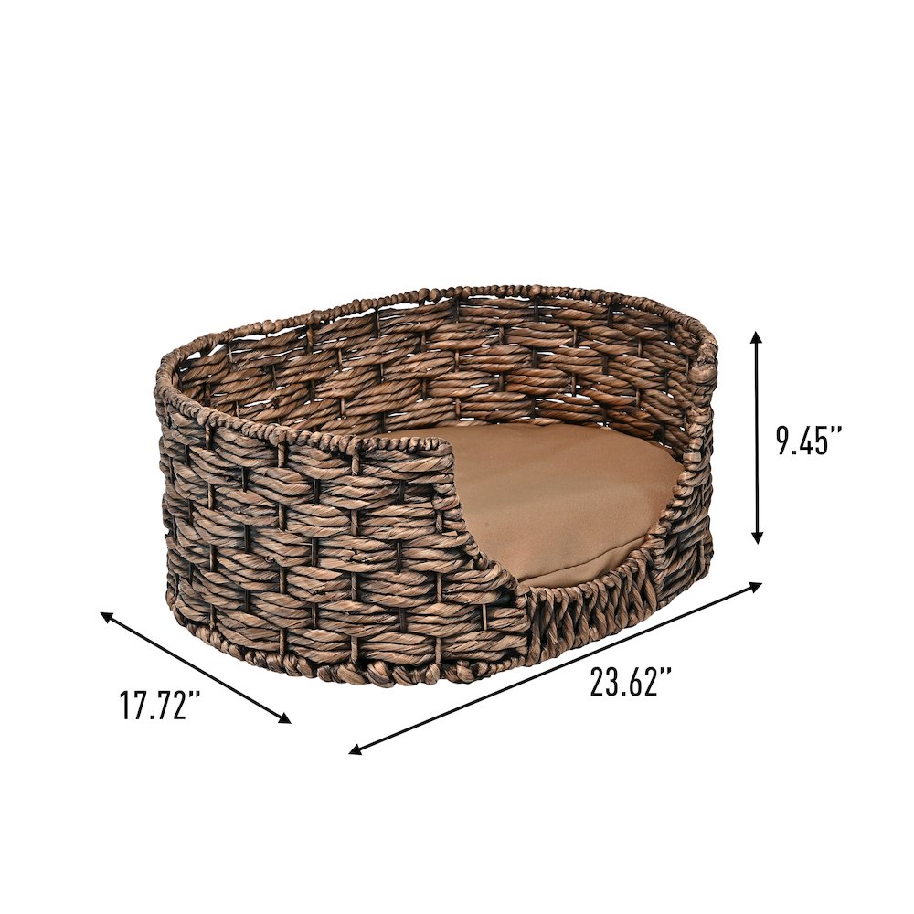Perri Classic Farmhouse Handwoven Hyacinth Oval Pet Bed