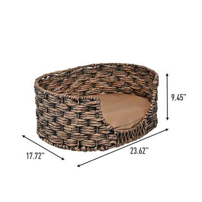 Perri Classic Farmhouse Handwoven Hyacinth Oval Pet Bed