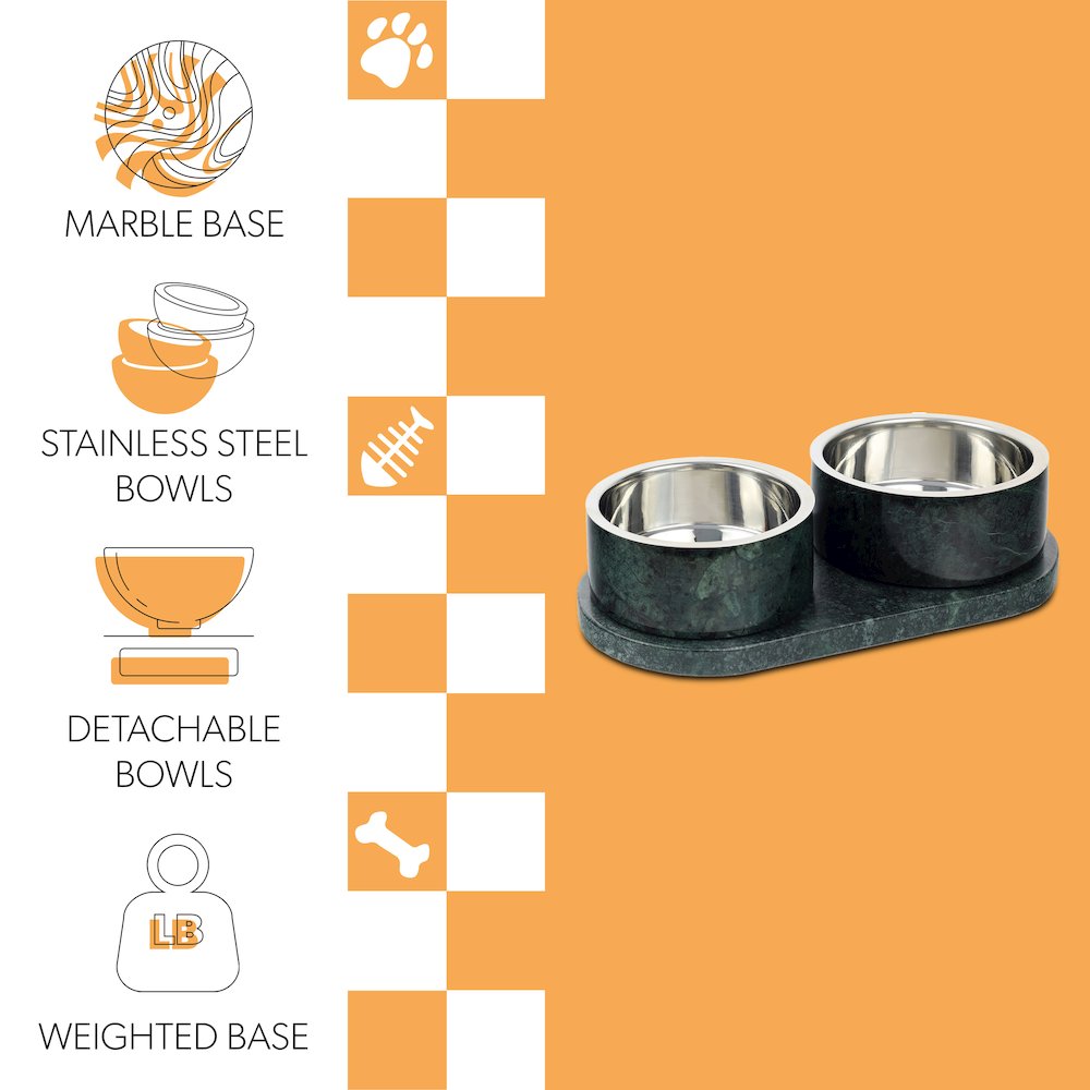 Marbre  Modern Weighted Double Marble and Stainless Steel Bowl 12oz (1.5 Cups)