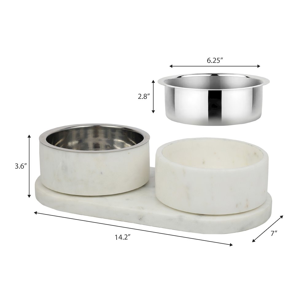 Marbre Modern Weighted Double Marble and Stainless Steel Bowl 12oz (1.5Cups)