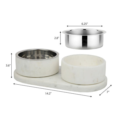 Marbre Modern Weighted Double Marble and Stainless Steel Bowl 12oz (1.5Cups)