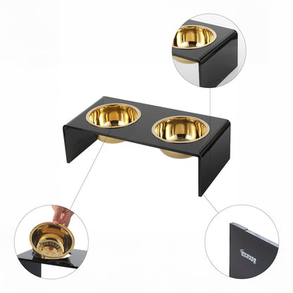 Small/Medium Modern Lucite Rectangular Elevated Pet Feeder