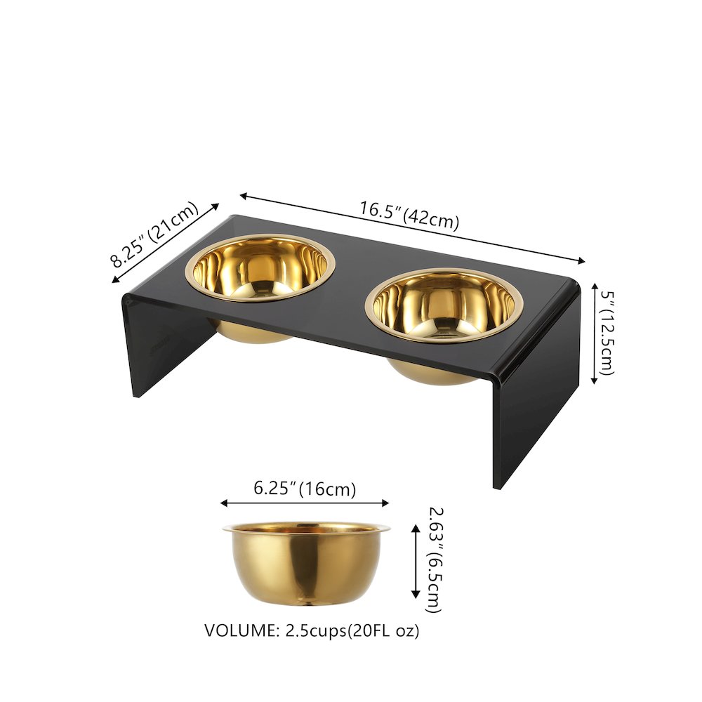 Small/Medium Modern Lucite Rectangular Elevated Pet Feeder