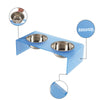 5" Acrylic Rectangular Elevated Pet Feeder, 20oz 2-Stainless Steel Bowls, Blue