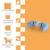5" Acrylic Rectangular Elevated Pet Feeder, 20oz 2-Stainless Steel Bowls, Blue