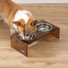 5" Acrylic Rectangular Elevated Pet Feeder, 20oz 2-Stainless Steel Bowls, Amber