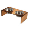 5" Acrylic Rectangular Elevated Pet Feeder, 20oz 2-Stainless Steel Bowls, Amber