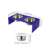 5" Acrylic Rectangular Elevated Pet Feeder, 20oz 2-Stainless Steel Bowls, Purple