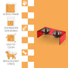 5" Acrylic Rectangular Elevated Pet Feeder, 20oz 2-Stainless Steel Bowls, Red