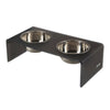 5" Acrylic Rectangular Elevated Pet Feeder, 20oz 2-Stainless Steel Bowls, Gray