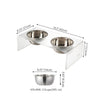 5" Acrylic Rectangular Elevated Pet Feeder, 20oz 2-Stainless Steel Bowls, White