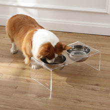 Medium/Large Modern Lucite Rectangular Elevated Pet Feeder